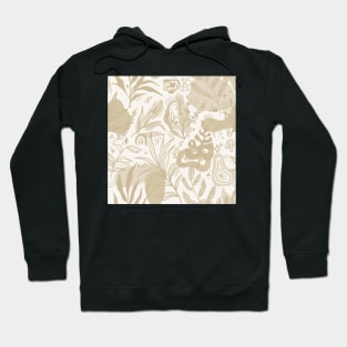 Abstract Neutral Floral Print Hoodie